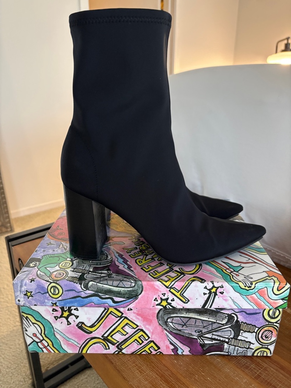 Jeffrey Campbell Siren Black Neoprene Heeled Boots